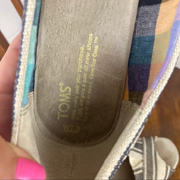 Toms Striped Espadrille Woven Heel Wedges Sz 7.5 - Picture 5 of 6